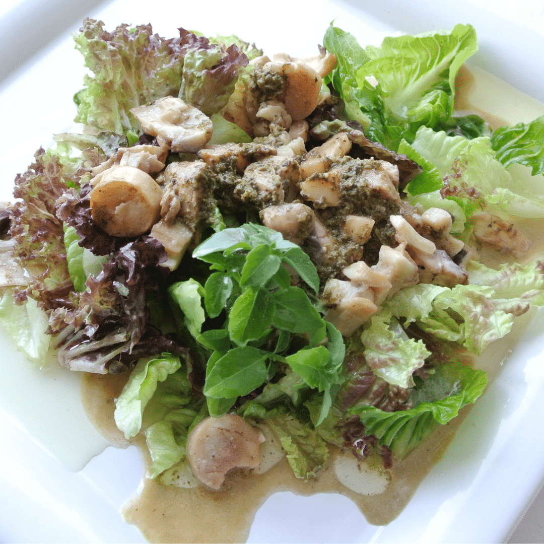 Recette de salade de poulet blé et pesto