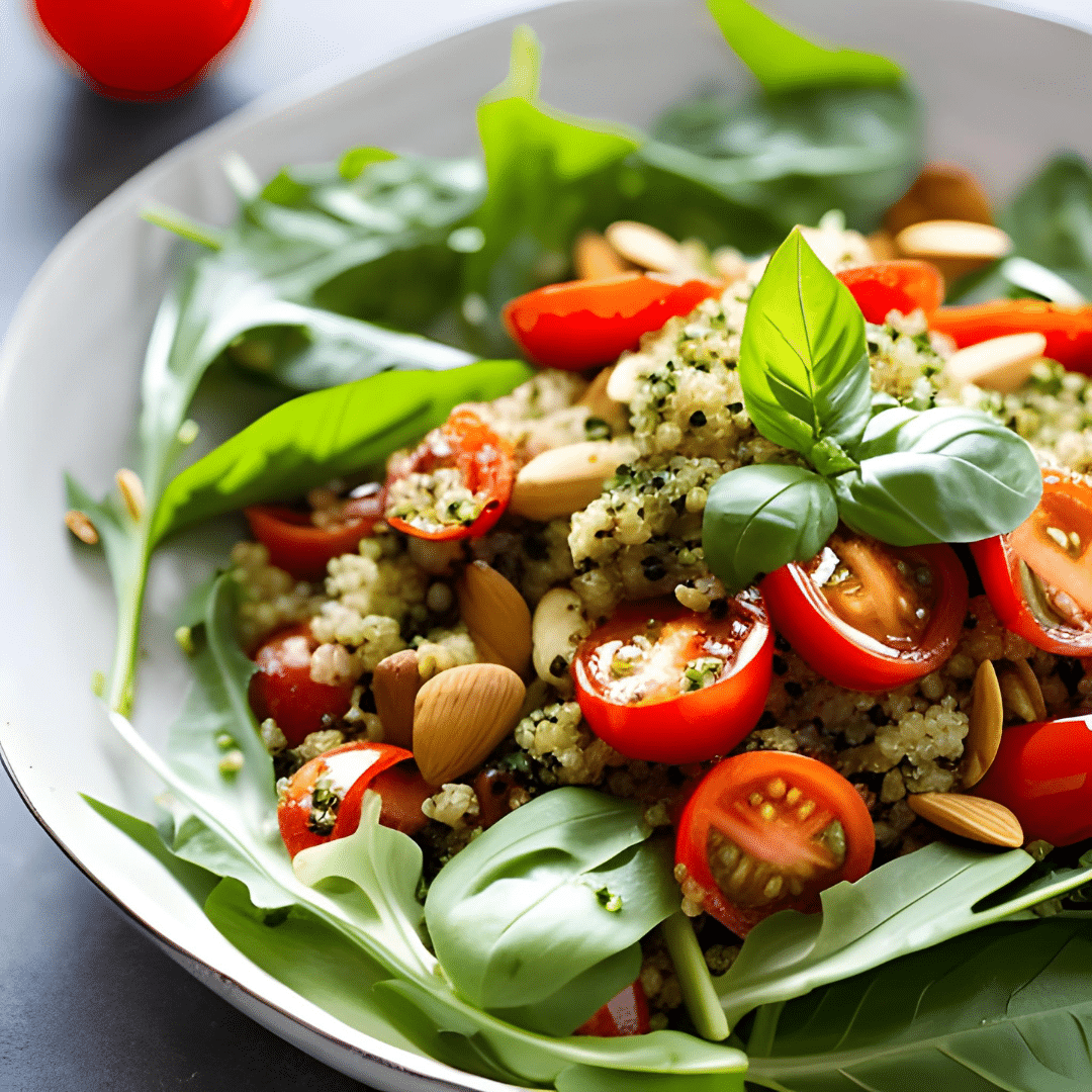 Salade de Quinoa aux Légumes Rôtis et Pesto : Recette Saine et Savoureuse