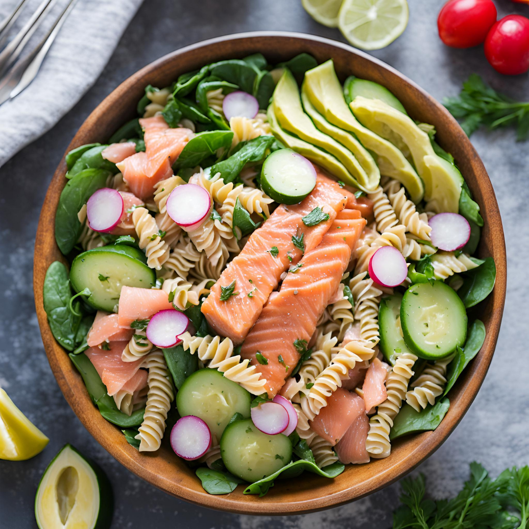 Recette de Salade de Pâtes Complètes au Saumon : Fraîche et Nutritive