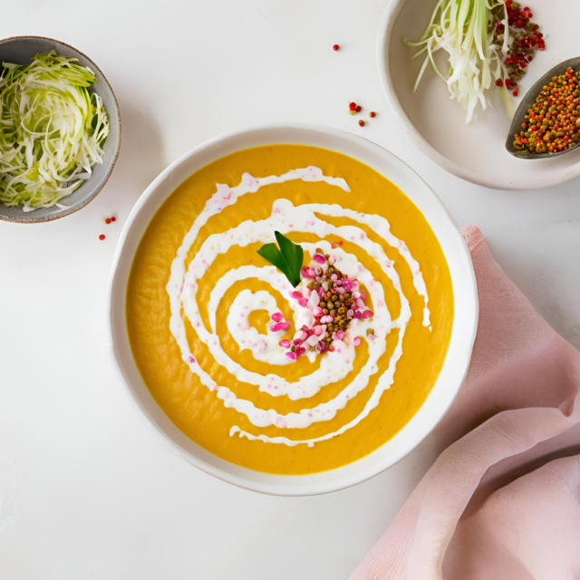 Soupe crémeuse aux Patates Douces et Poireaux