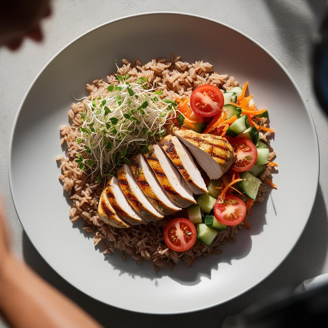 Poulet Grillé avec Riz Complet & Salade Fraîche – Recette Équilibrée et Simple