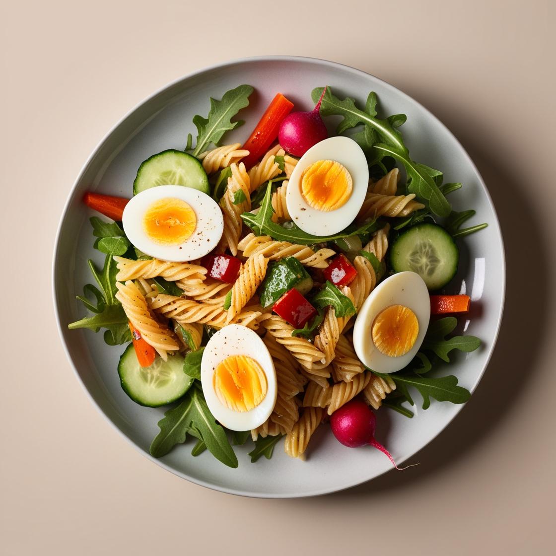 Salade de Pâtes aux Légumes Croquants et Œufs Durs